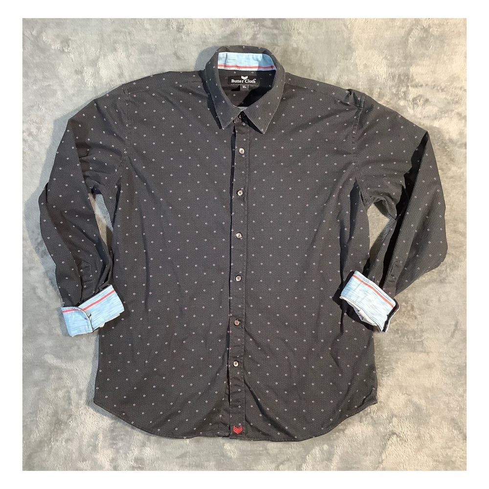 Butter Cloth Men's XL Black Geometric‎ Button-Down Shirt